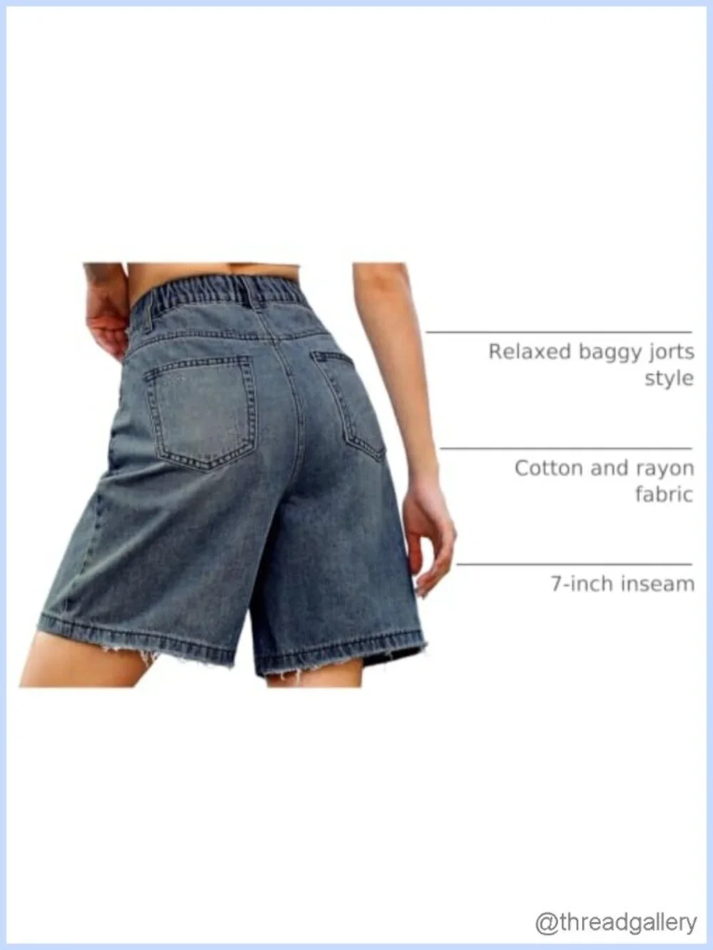 Wide Leg Denim Shorts Baggy Bermuda Knee Length High Rise Stretch
